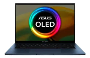Notebook ASUS Zenbook 14 OLED azul Ponder Blue aberto
