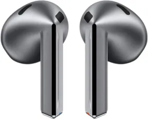 Fone sem fio Samsung Galaxy Buds3 cinza com estojo aberto