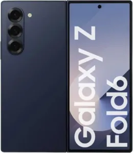 Celular dobrável Samsung Galaxy Z Fold6 azul, aberto como tablet