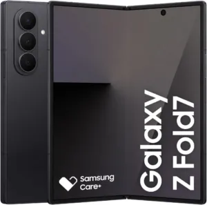 Celular dobrável Samsung Galaxy Z Fold7 preto, aberto e fechado
