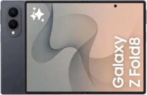 Celular dobrável Samsung Galaxy Z Fold8 preto aberto, tela interna de 7,6 polegadas