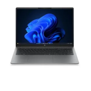 Notebook HP 200 G2i prateado de 16 polegadas aberto, em ângulo