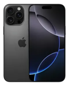 iPhone 16 Pro Max titânio preto, frente e verso