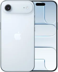 iPhone Air preto-espacial visto de lado, mostrando a espessura