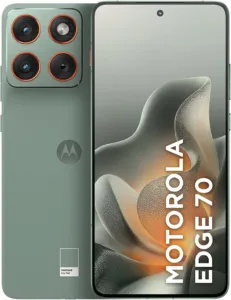 Celular Motorola Edge 70 verde claro ultrafino com duas câmeras traseiras de 50MP