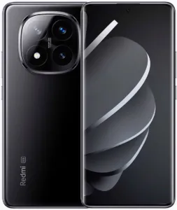 Celular Xiaomi Redmi Note 14 Pro+ 5G preto, frente e verso