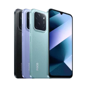 Xiaomi POCO C85 verde, frente e verso