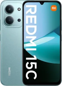 Xiaomi Redmi 15C preto, frente e verso