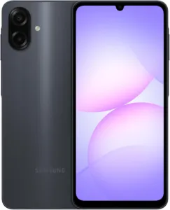Samsung Galaxy A07 preto, frente e verso