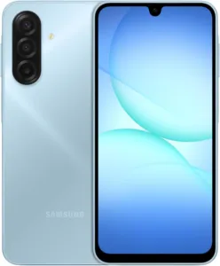 Samsung Galaxy A17 5G azul, frente e verso