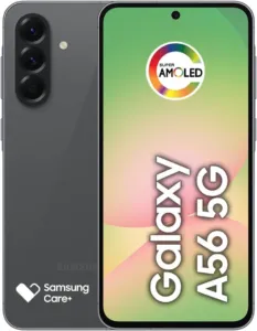 Samsung Galaxy A56 5G preto, frente e verso
