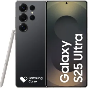 Samsung Galaxy S25 Ultra titânio preto, frente e verso