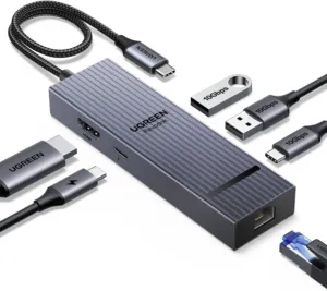 Hub USB-C UGREEN Revodok Pro 6 em 1 com porta Ethernet